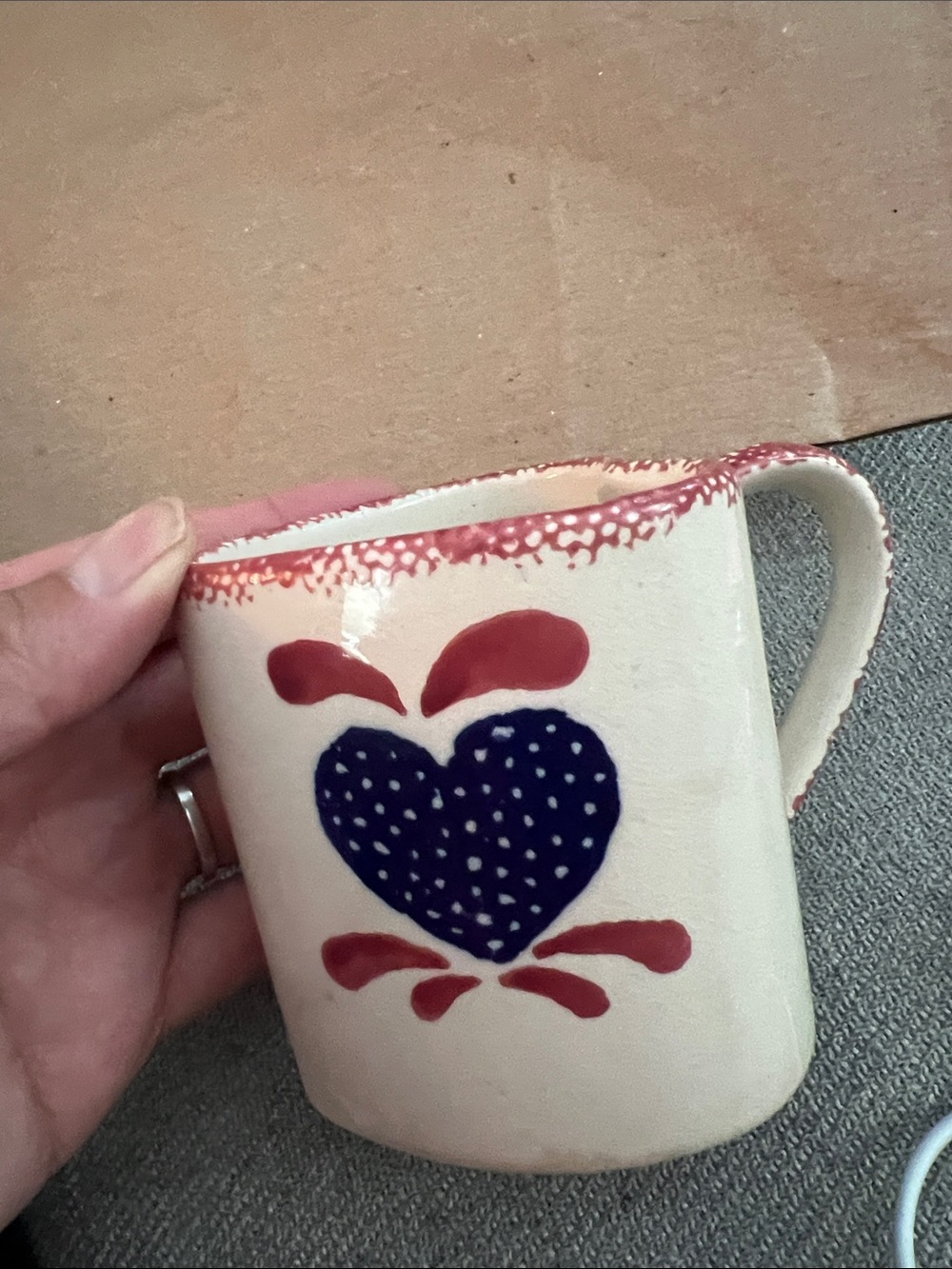 Vintage Country Sponge-ware Heart Shape Coffee Tea Cup Mug